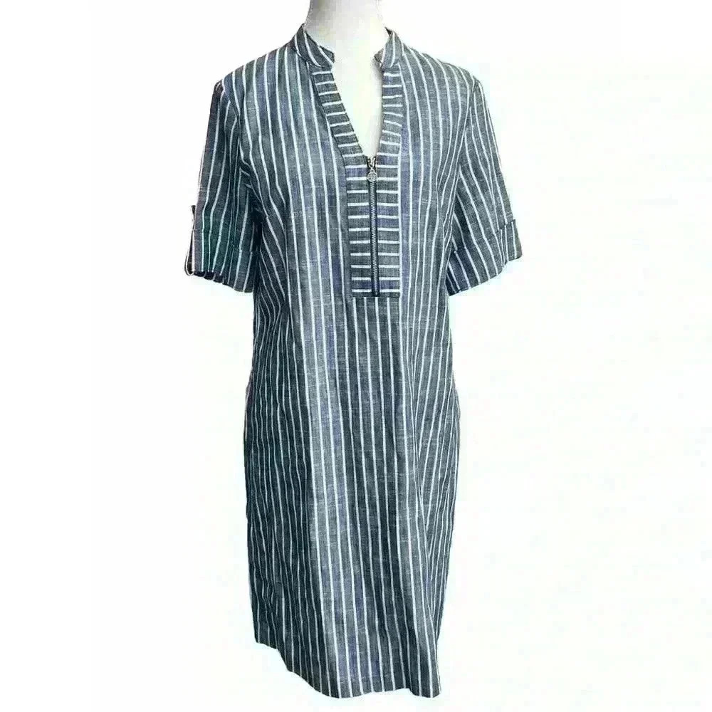 Anne Klein navy/white dress, women size 4 striped NWOT nautical